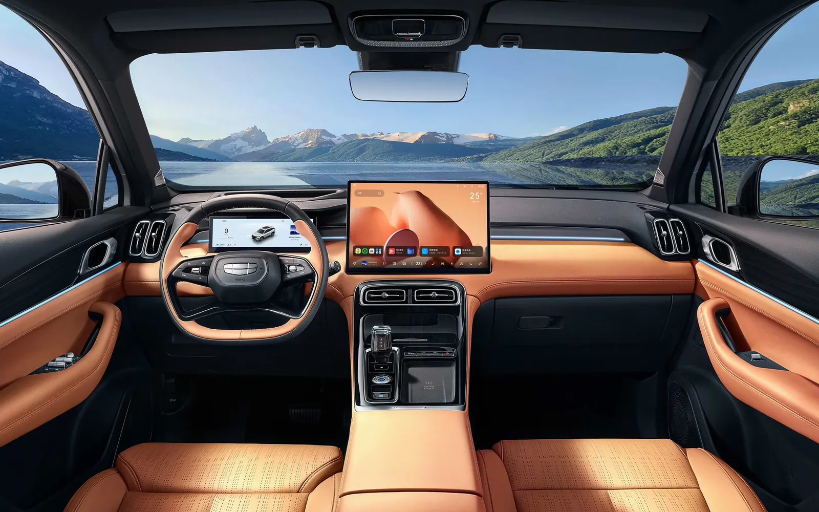 Geely Boyue L – салон, светлая отделка