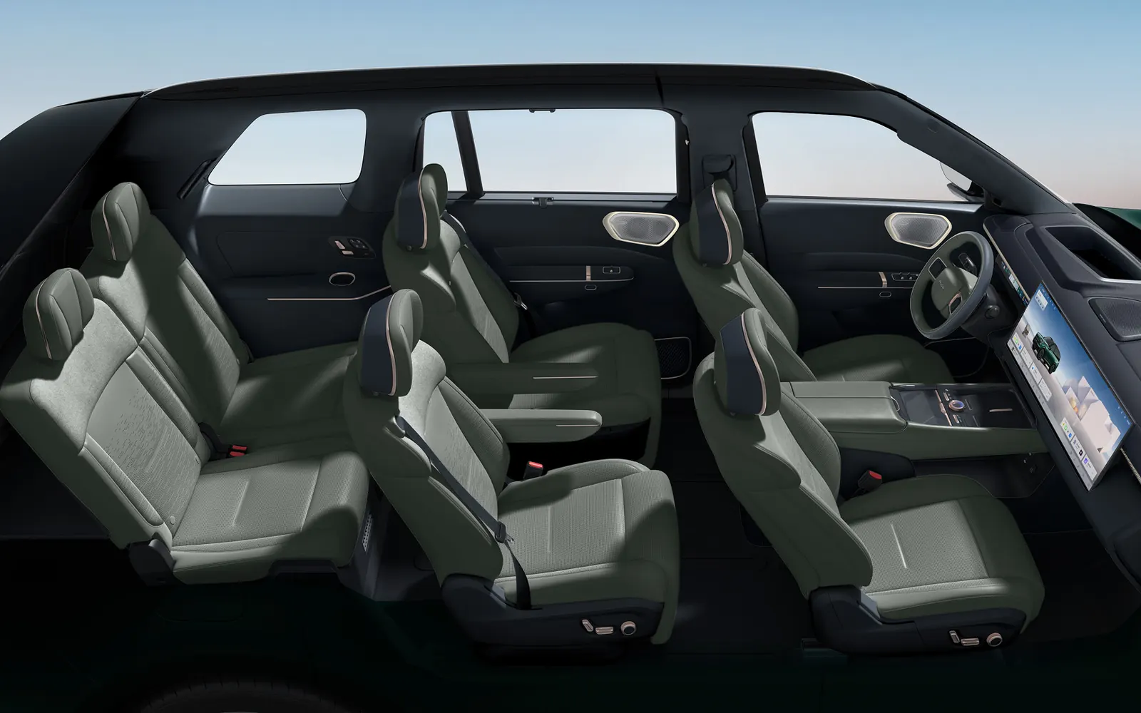 Lynk&CO 900 (Lynk & Co 09) – салон сбоку, три ряда